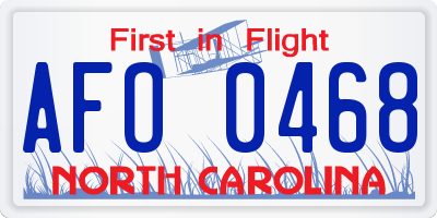 NC license plate AFO0468