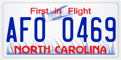 NC license plate AFO0469