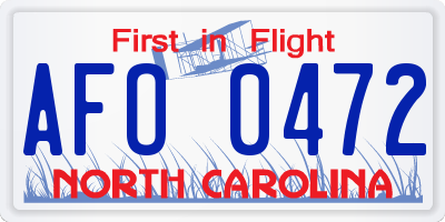 NC license plate AFO0472