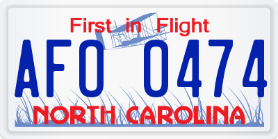 NC license plate AFO0474