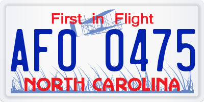NC license plate AFO0475