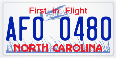 NC license plate AFO0480