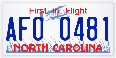 NC license plate AFO0481