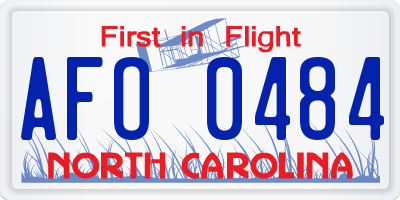 NC license plate AFO0484