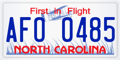 NC license plate AFO0485