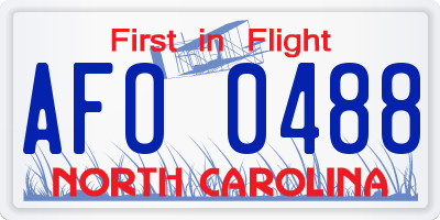 NC license plate AFO0488