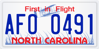 NC license plate AFO0491