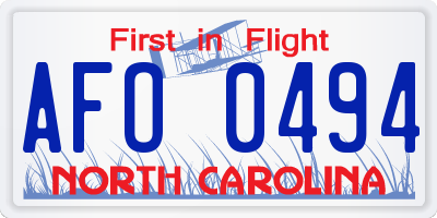 NC license plate AFO0494