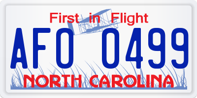 NC license plate AFO0499