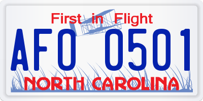 NC license plate AFO0501
