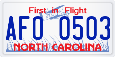 NC license plate AFO0503