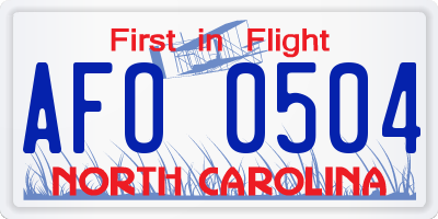 NC license plate AFO0504