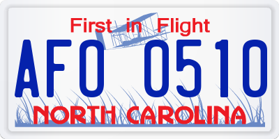 NC license plate AFO0510