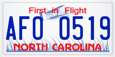NC license plate AFO0519
