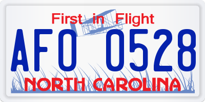 NC license plate AFO0528