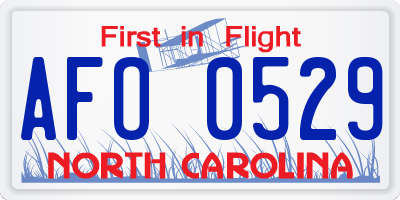 NC license plate AFO0529
