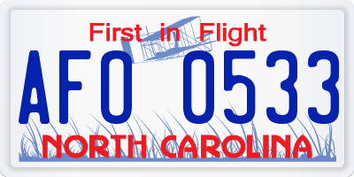 NC license plate AFO0533