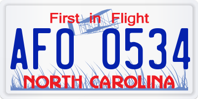 NC license plate AFO0534