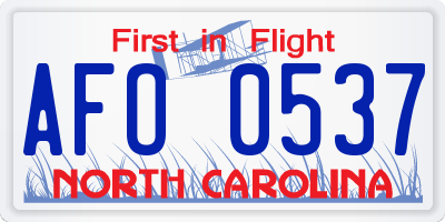 NC license plate AFO0537