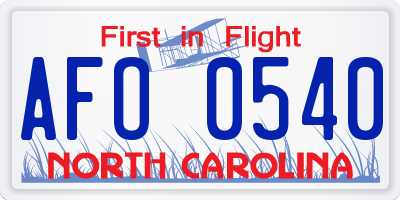 NC license plate AFO0540