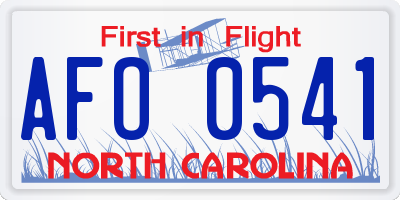NC license plate AFO0541