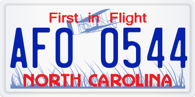 NC license plate AFO0544