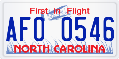 NC license plate AFO0546