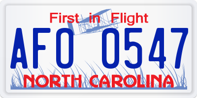NC license plate AFO0547