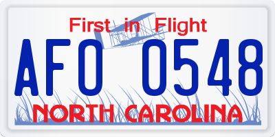 NC license plate AFO0548