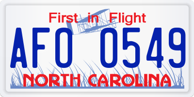 NC license plate AFO0549