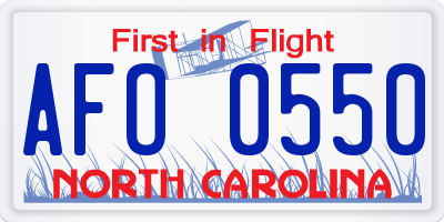 NC license plate AFO0550