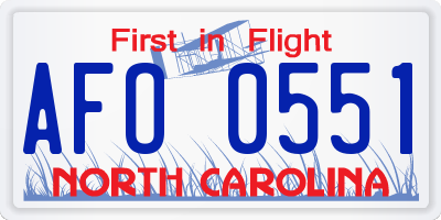 NC license plate AFO0551
