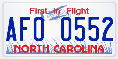 NC license plate AFO0552