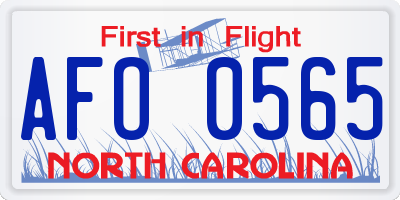 NC license plate AFO0565