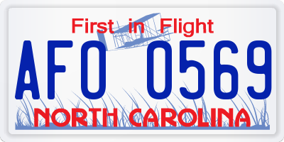 NC license plate AFO0569