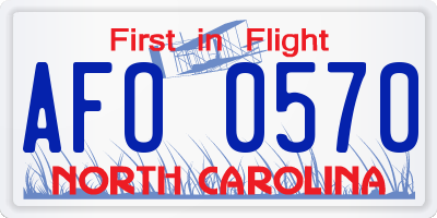NC license plate AFO0570