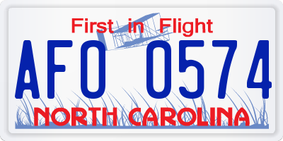 NC license plate AFO0574