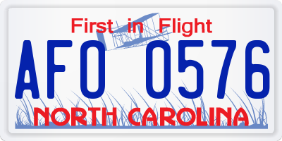 NC license plate AFO0576