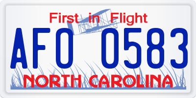 NC license plate AFO0583