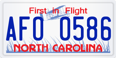NC license plate AFO0586