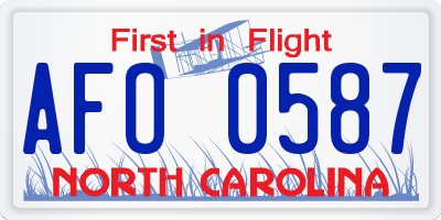 NC license plate AFO0587