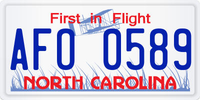 NC license plate AFO0589