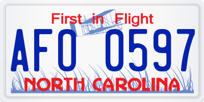NC license plate AFO0597