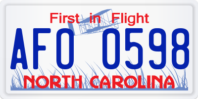 NC license plate AFO0598