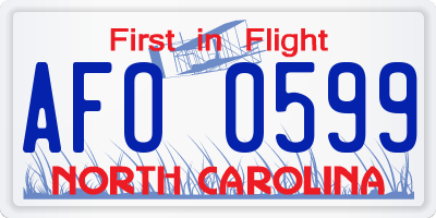 NC license plate AFO0599