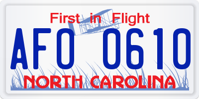 NC license plate AFO0610