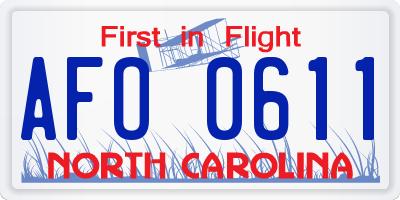 NC license plate AFO0611