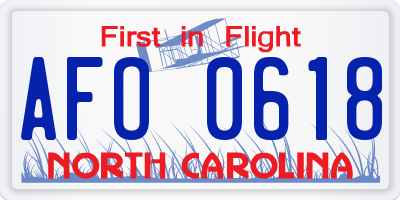 NC license plate AFO0618
