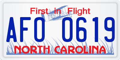 NC license plate AFO0619