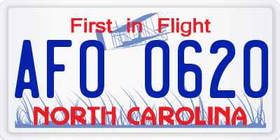 NC license plate AFO0620